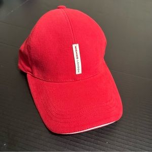 Michiko London Koshino Stripe Logo Strapback Cap Hat Red Cotton Rare Streetwear